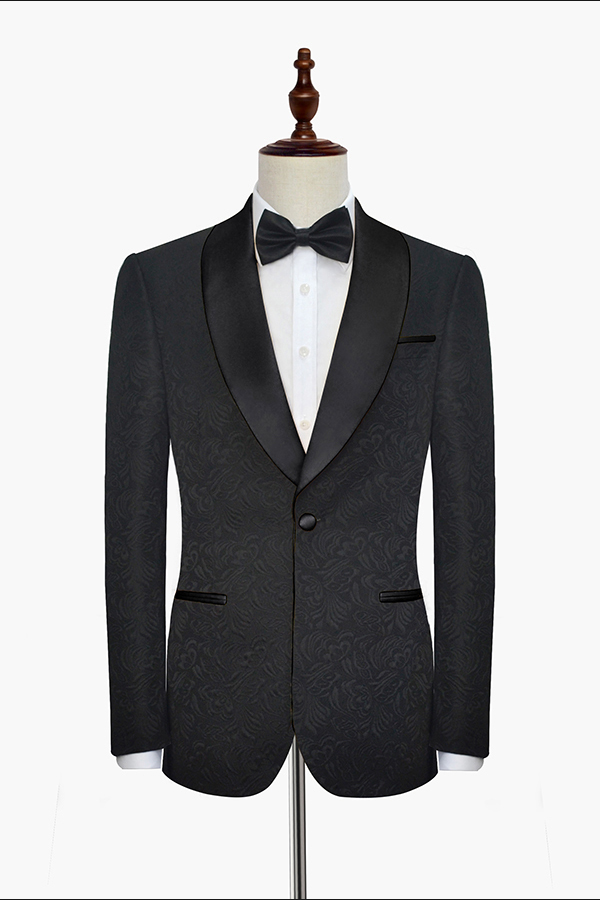 Black Jacquard Wedding Tuxedo 3