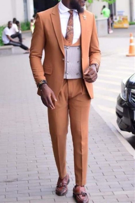 Caramel Slim Fit Dinner Suit 2