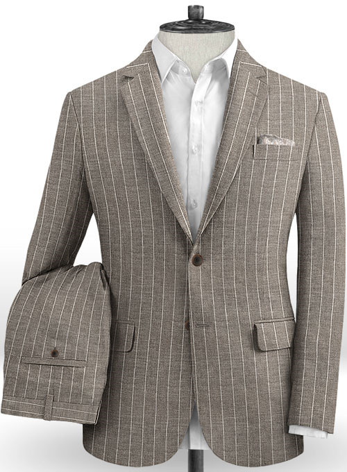 Dark Gray Striped Men Suits 2