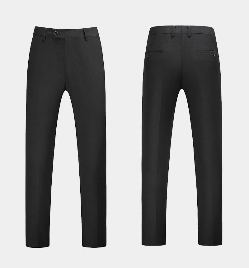 Black Single Breasted Wool Blend Prom Suit with Notched Lapel 4