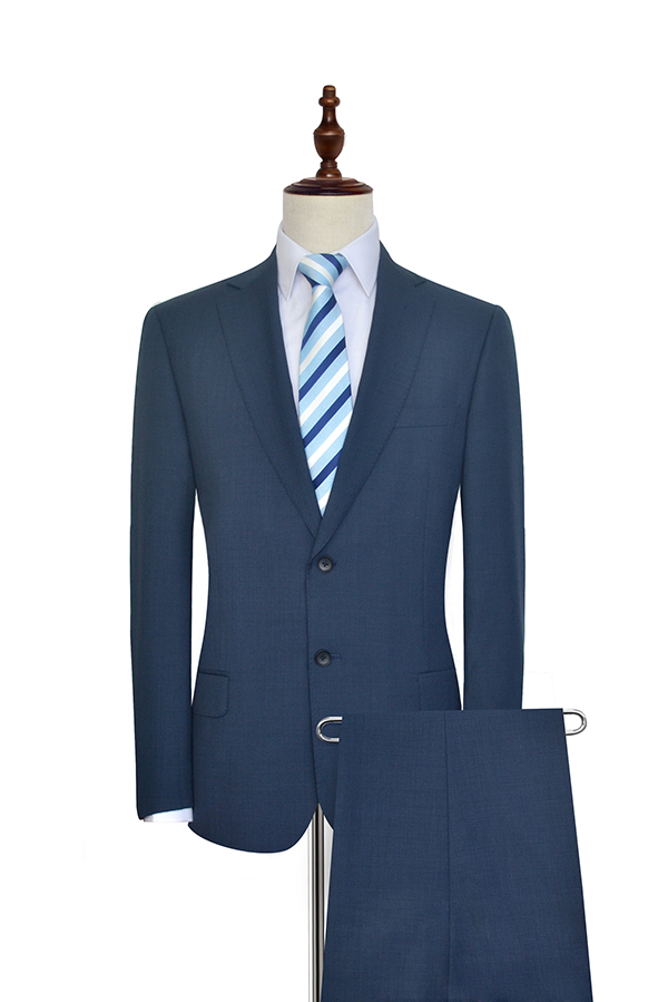 Navy Single Breasted Mens Suits for Groomsmen with Notch Lapel 2