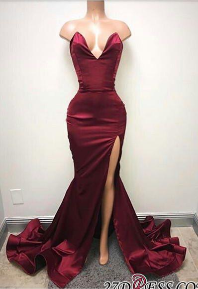 Mermaid Sweetheart Neck Sleeveless Formal Wear With Sweep / Brush Train 3