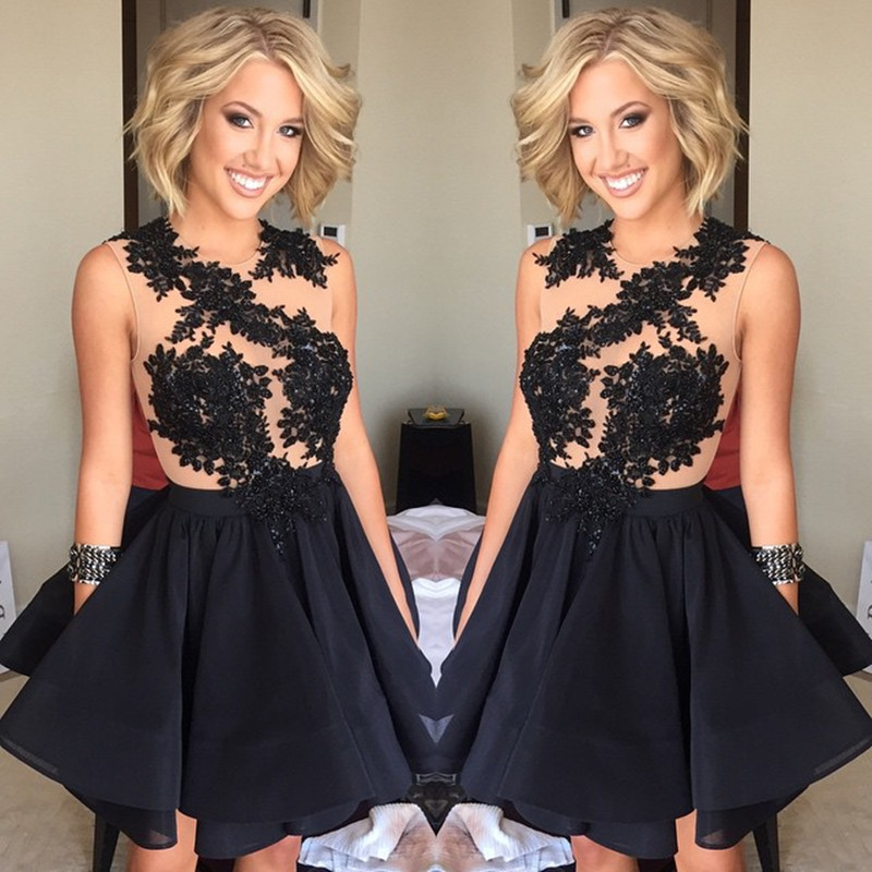 A-line Jewel Neck Sleeveless Mini Homecoming Dress 2