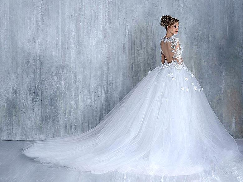 Ball Gown Court Train Tulle Wedding Gown With Lace 4