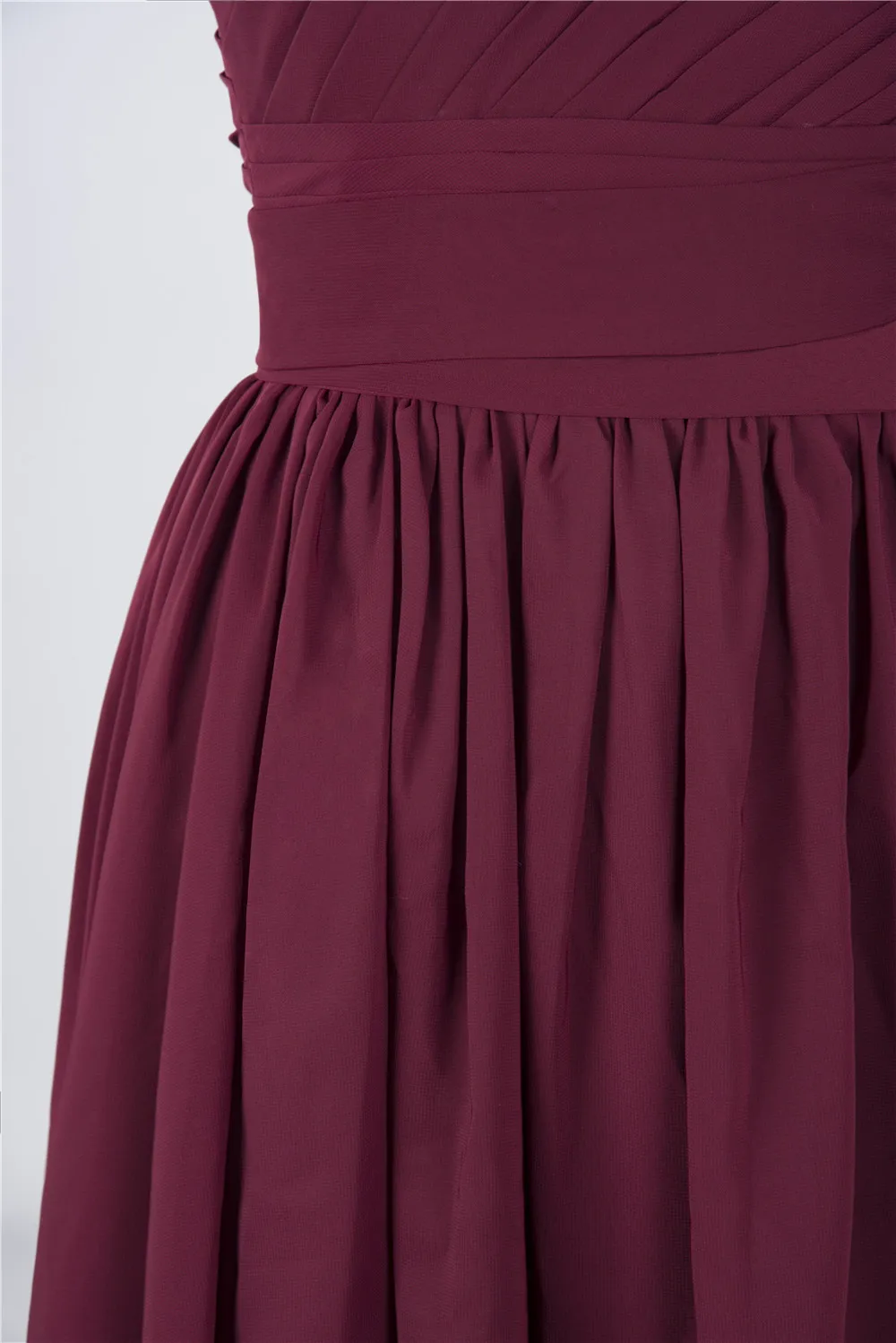 A-line One Shoulder Sleeveless Knee-length 100D Chiffon Bridesmaid Dress With Ruffles 7