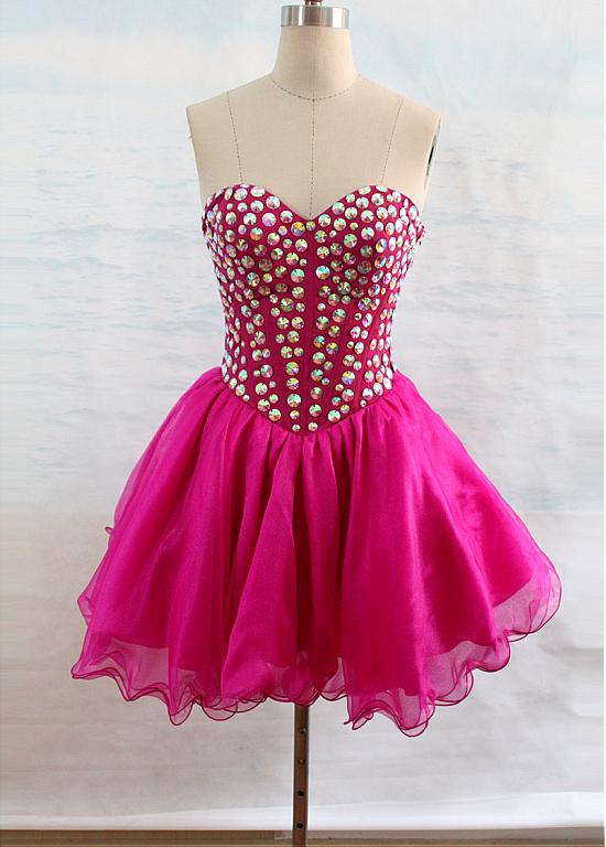 A-line Sweetheart Neck Sleeveless Mini Homecoming Dress With Sequins 4