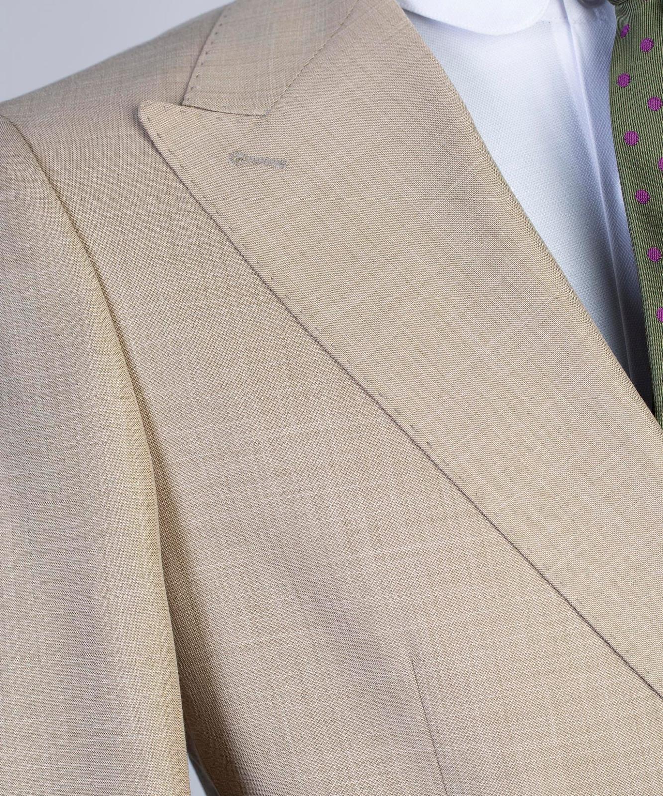 Champagne Double Breasted Prom Men Suit with Peaked Lapel 2