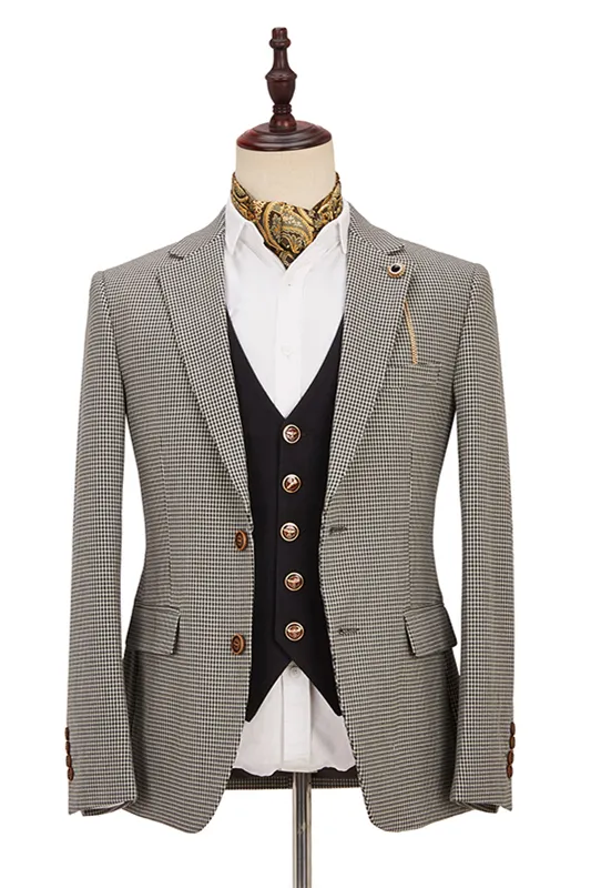 Light Khaki 3 Piece Notch Lapel Men's Suit 1