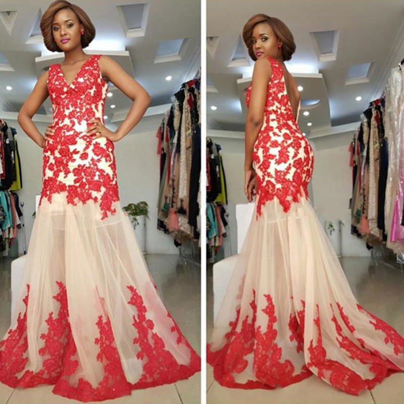 Mermaid Straps Sleeveless Sweep / Brush Train Formal Wear With Lace 2