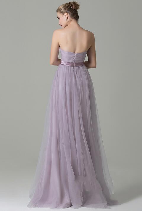 Column Sweetheart Neck Convertible Sleeveless Floor-length 100D Chiffon Bridesmaid Attire With Ruched 3