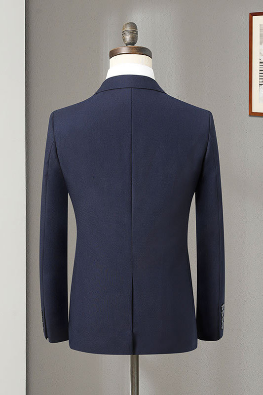 Navy Blue Notched Lapel Men's Suit 2