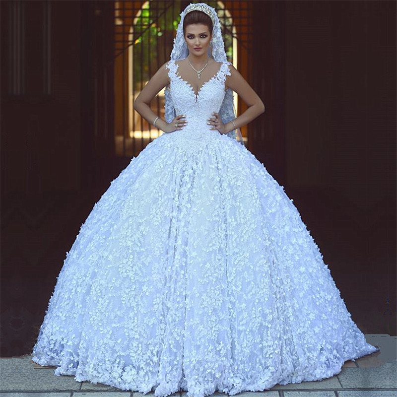 Ball Gown Straps Sleeveless Sweep / Brush Train Bridal Gown With Lace 2