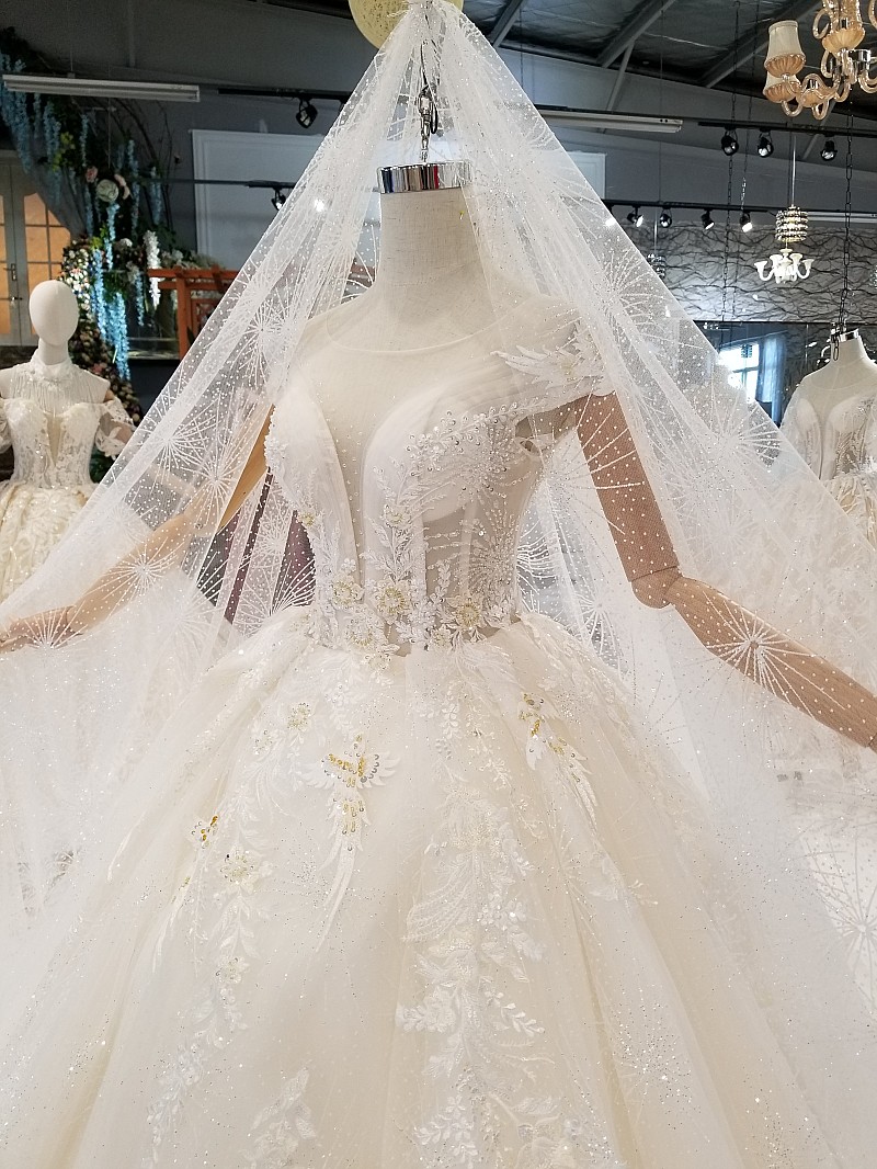Ball Gown Cathedral Train Tulle Bridal Dress With Beading 2