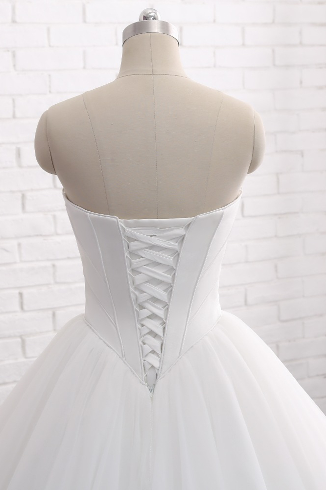 A-line Strapless Floor-length Tulle Bridal Gown 5