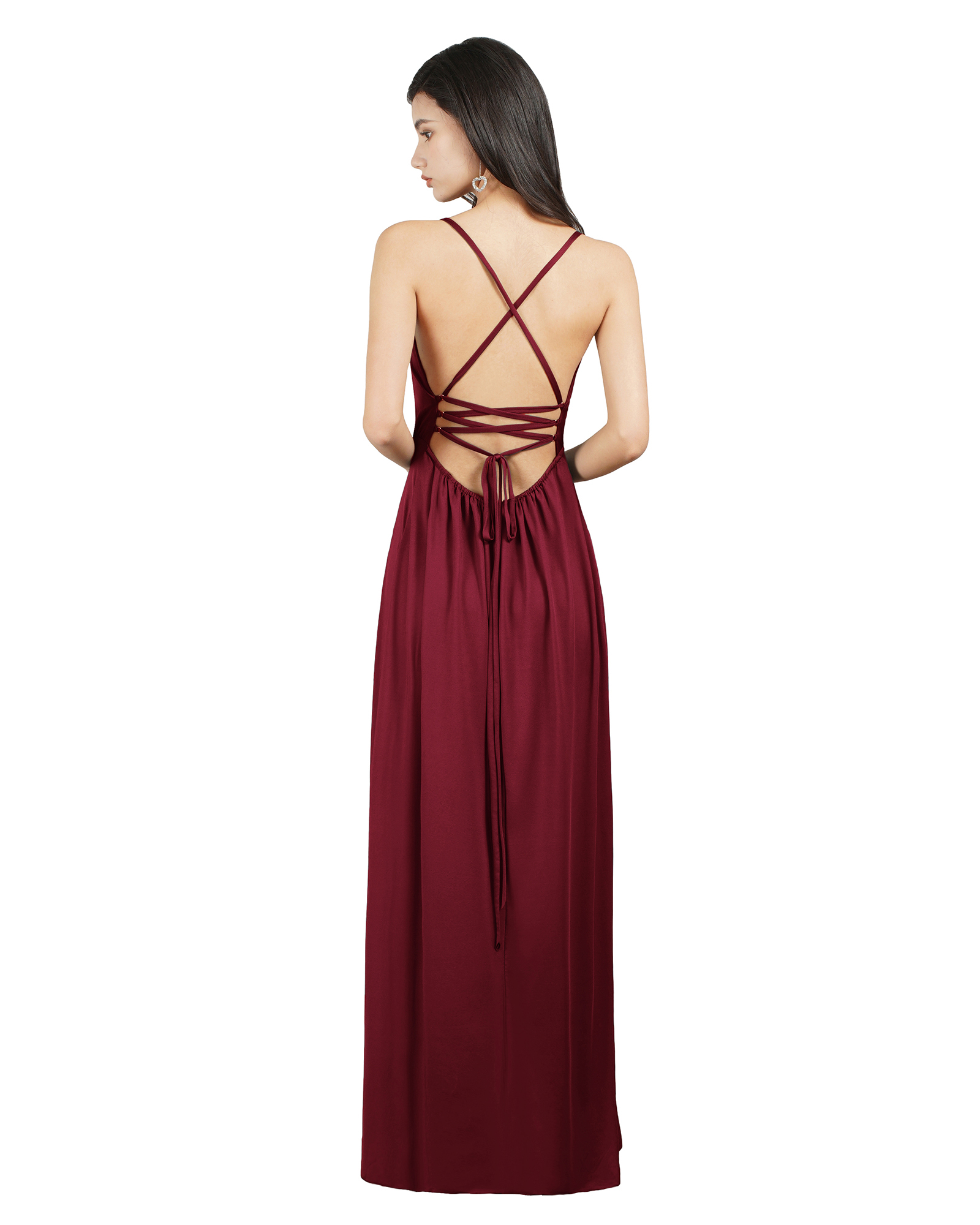 A-line V-neck Sleeveless Floor-length Spandex Evening Dress With Ruffles 4