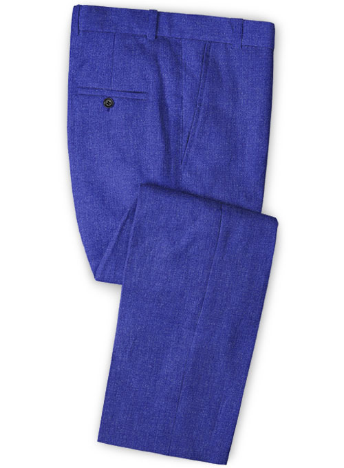Royal Blue Linen Men Suits 3