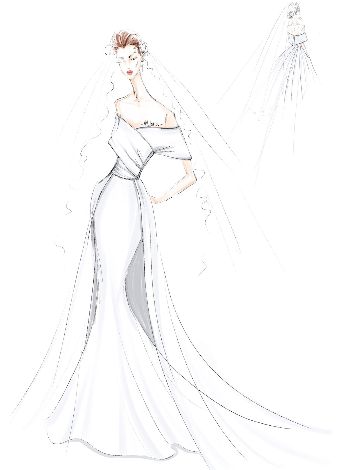 Mermaid Off-the-shoulder Sleeveless Floor-length Bridal Gown 4