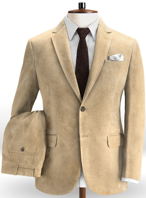 Khaki Corduroy Men Suits 2