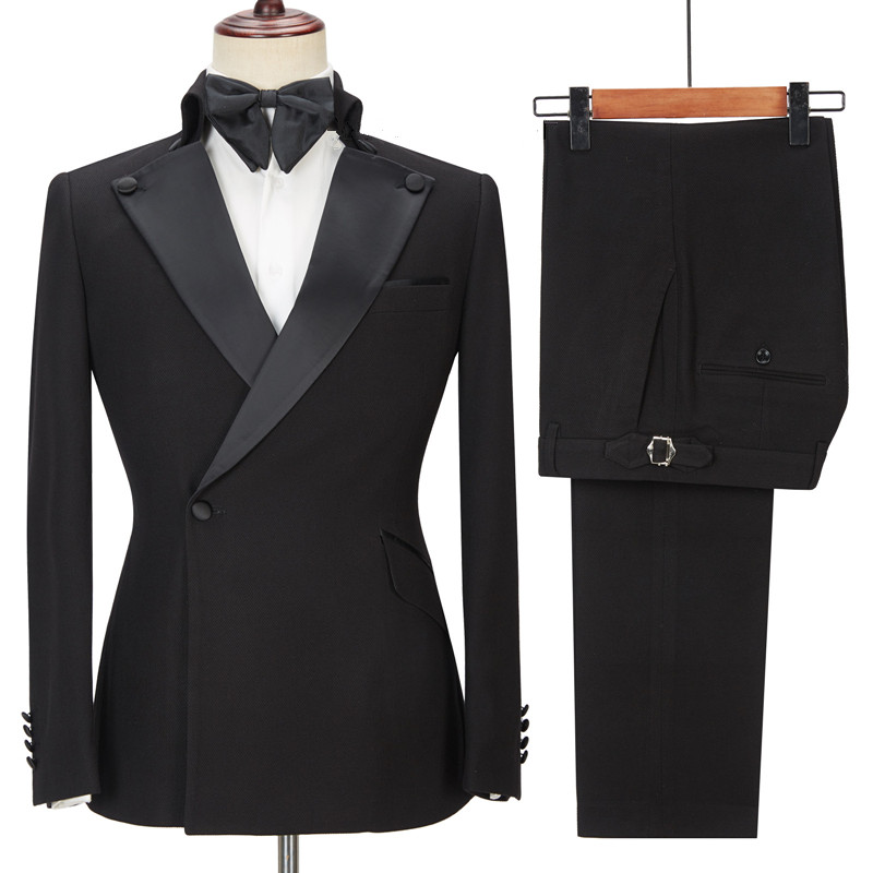 Black Slim Fit Prom Men Suit with Peaked Lapel 4