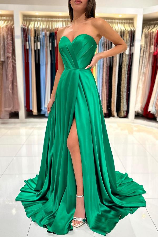A-line Jewel Neck Sleeveless Floor-length Stretch Satin Evening Gown With Ruffles 6