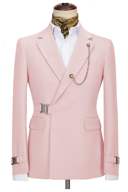 Pink Notched Lapel Business Men Suit 2
