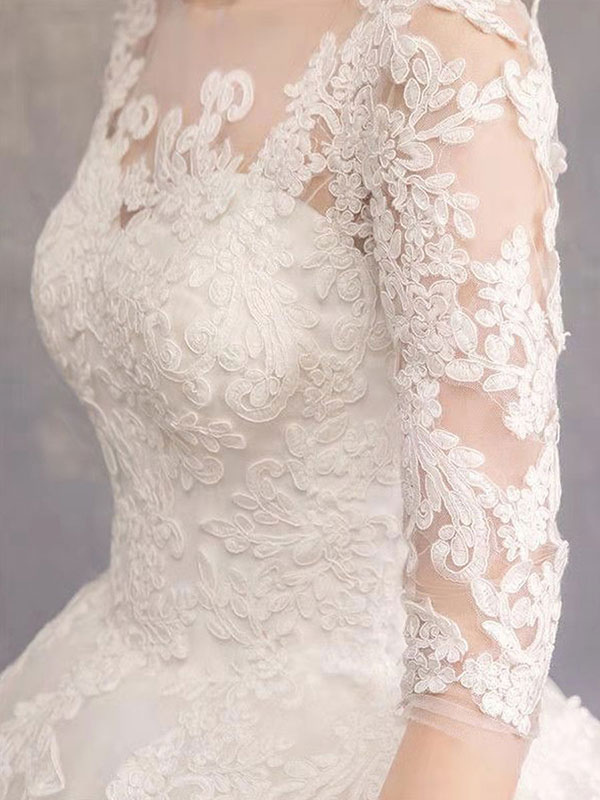 Ball Gown Floor-length Lace Wedding Gown With Lace 7