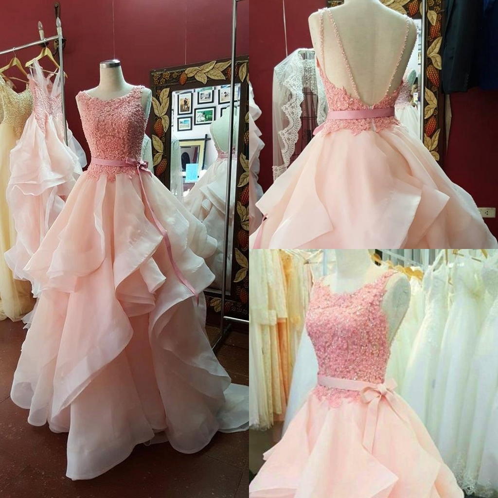 A-line Jewel Neck Sleeveless Floor-length Party Dress With Lace 3