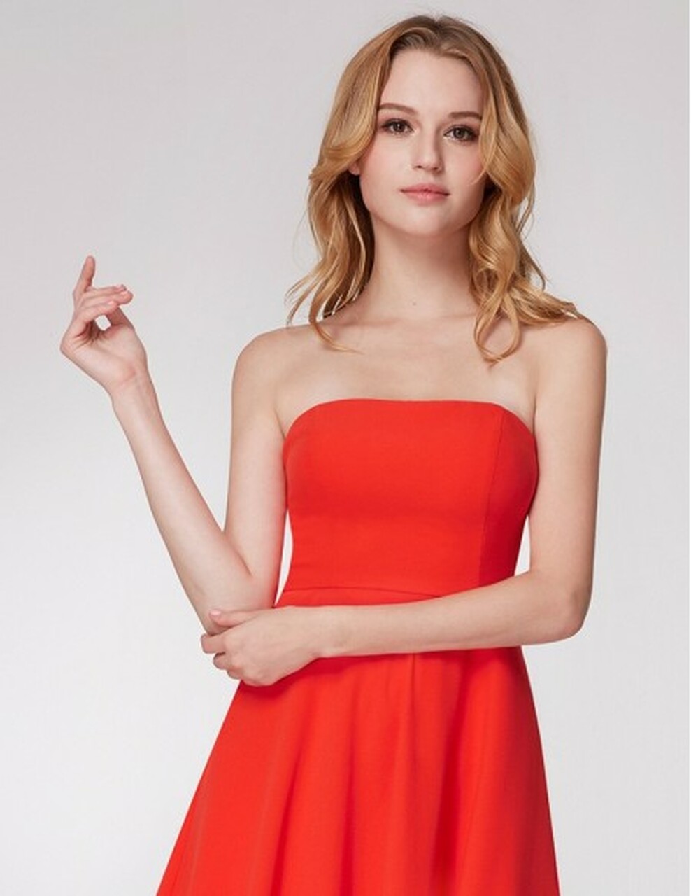 Orange Short  Asymmetrical Hem Chiffon Bridesmaid Dress 4