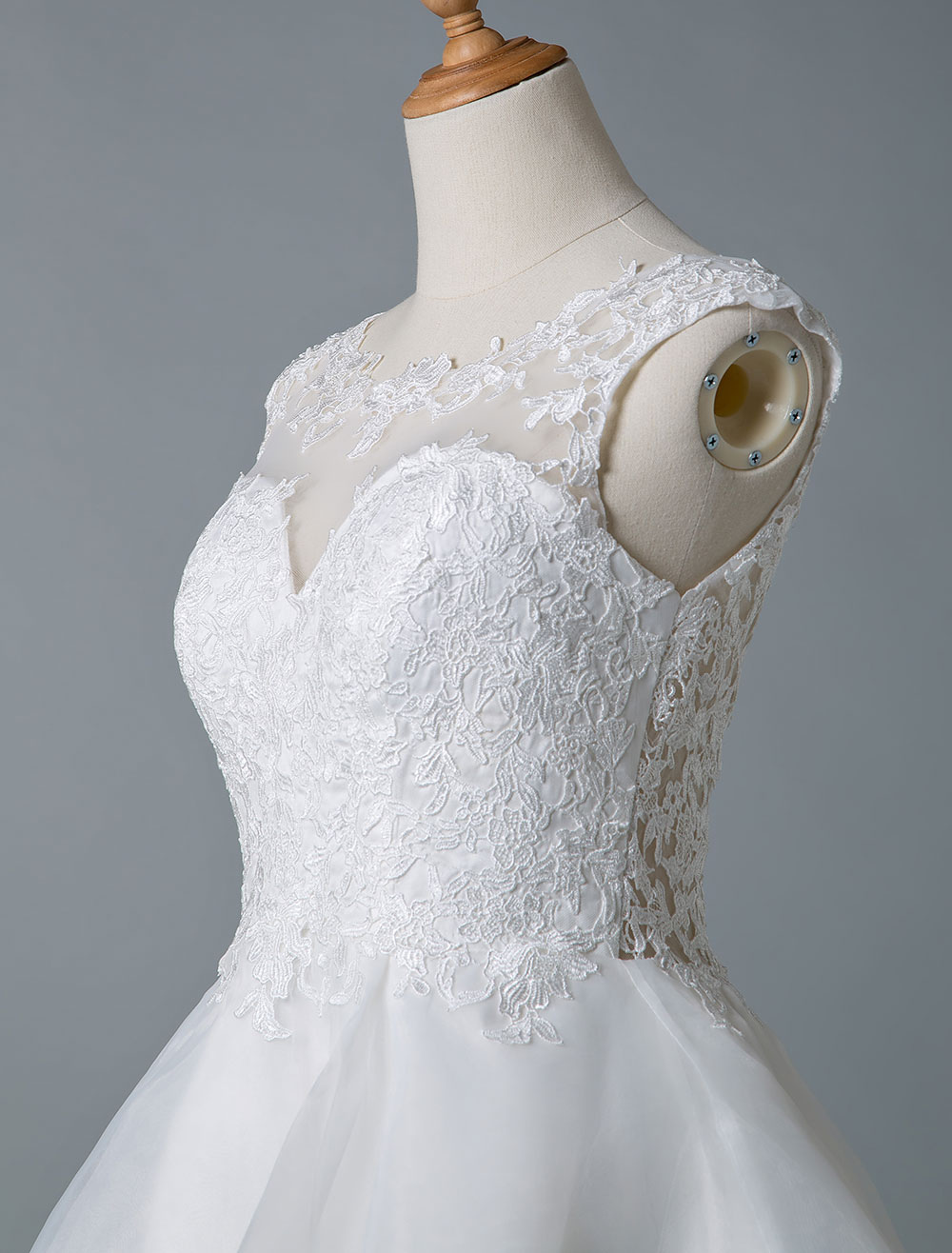 A-line Sleeveless Mini Lace Bridal Dress With Lace 7