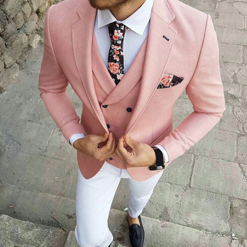 Blushing Pink Single Breasted Men's Suit with Notched Lapel for Prom 2