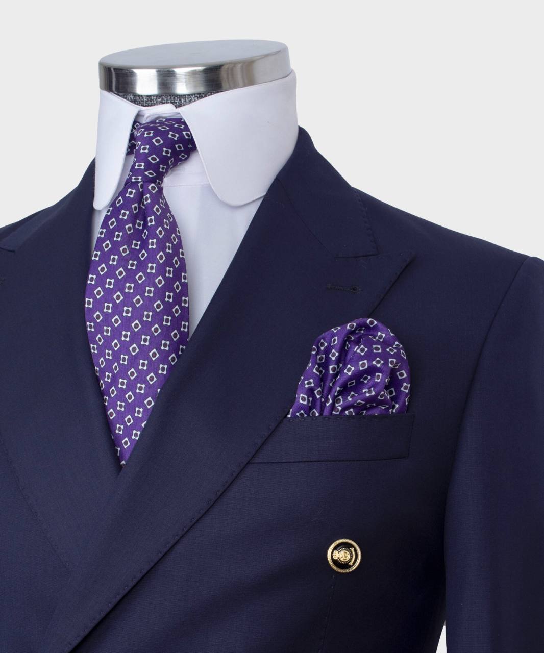 Dark Blue Double Breasted Business Suit 2