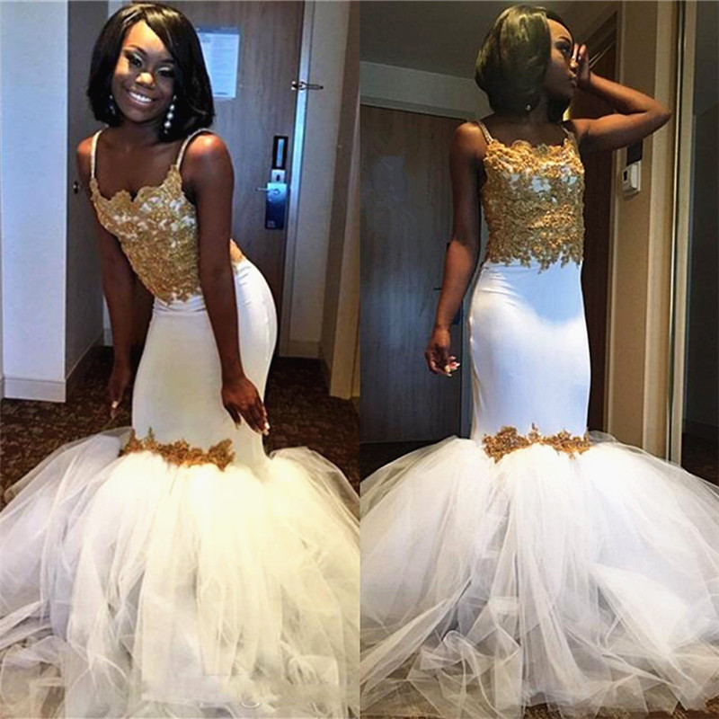 Mermaid Spaghetti Straps Sleeveless Sweep / Brush Train Tulle Formal Dress With Appliques 3