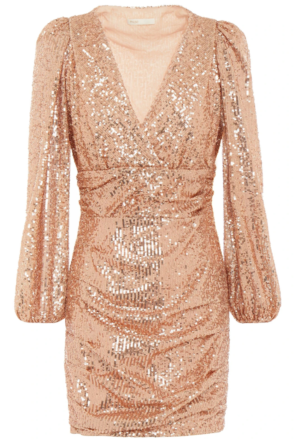 Column V-neck Long Sleeves Mini Formal Dress With Sequins 3