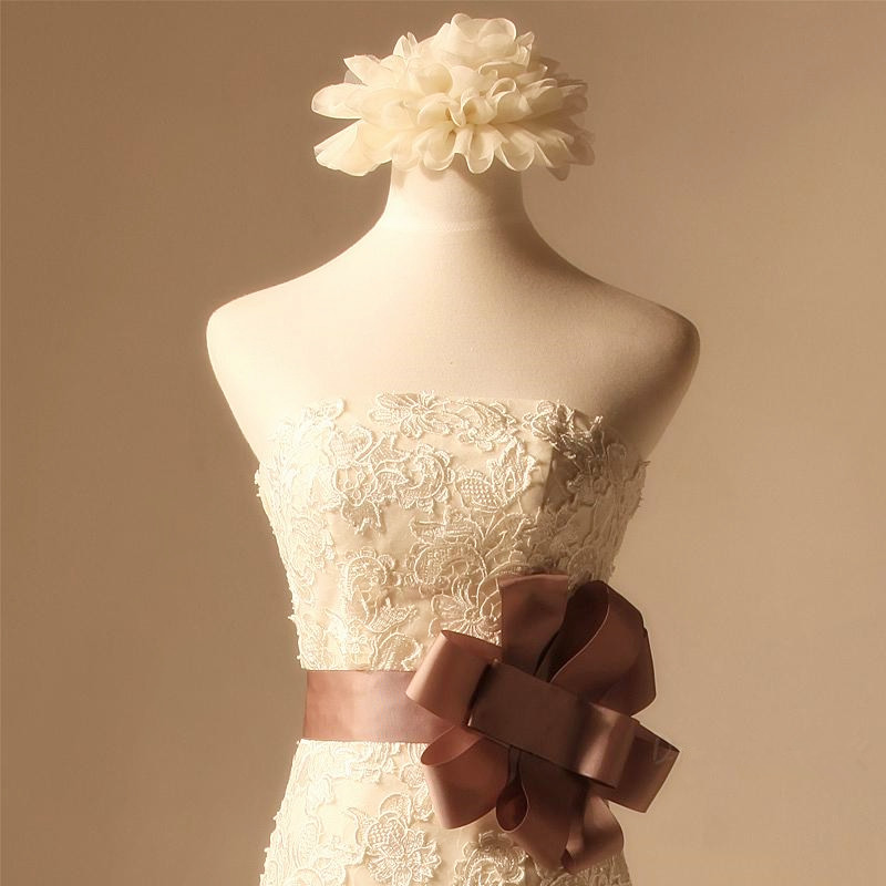 Mermaid Strapless Sleeveless Floor-length Wedding Dress With Lace 2