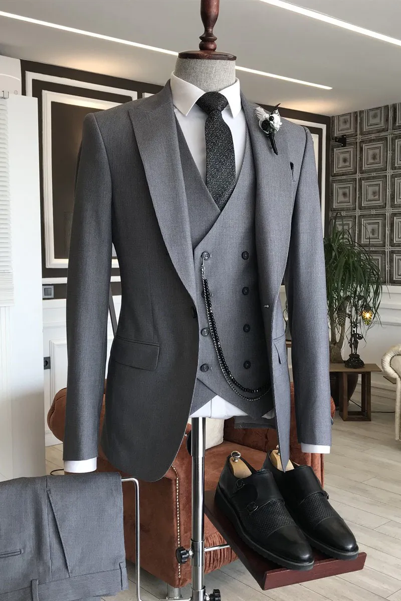 Dark Gray Slim Fit Business Suit 1