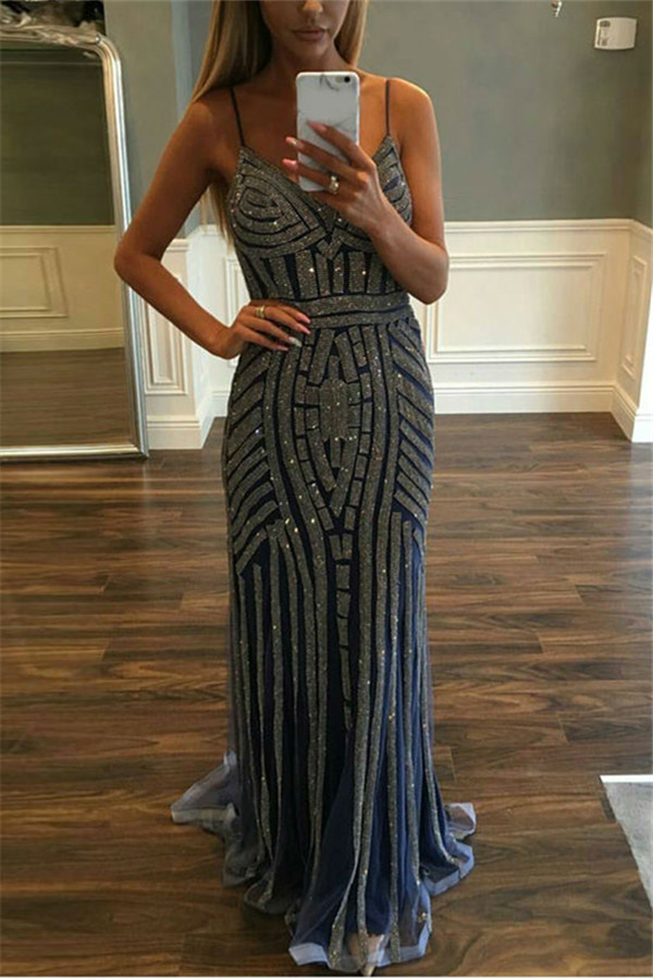 Column Spaghetti Straps Sleeveless Sweep / Brush Train Homecoming Dress With Beading 4