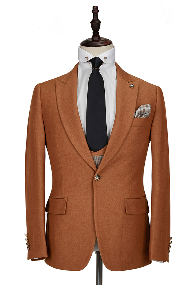 Orange 3 Piece Double Breasted Men's Suit 3