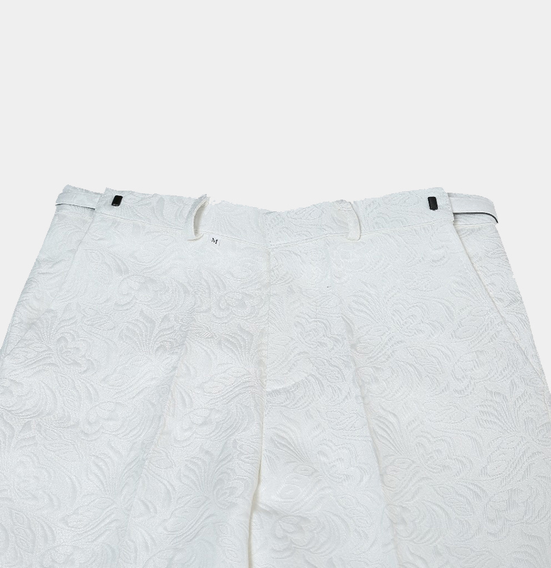 White Jacquard Wedding Suit with Shawl Lapel 5