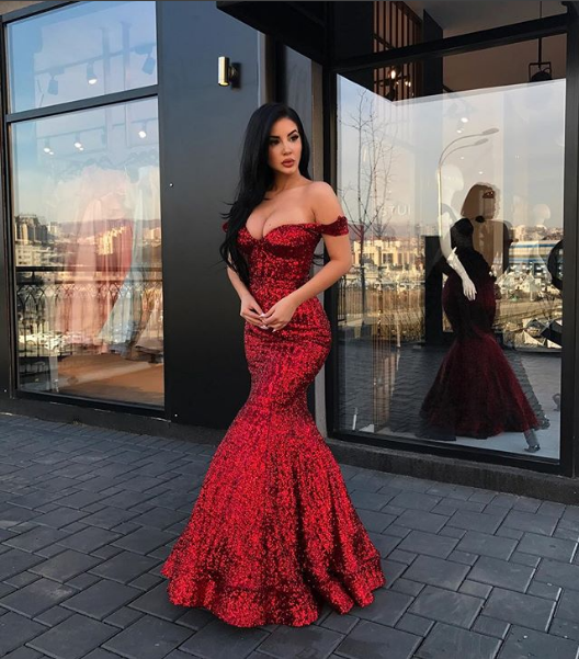 Mermaid Off-the-shoulder Sleeveless Evening Dress With Sequins 3