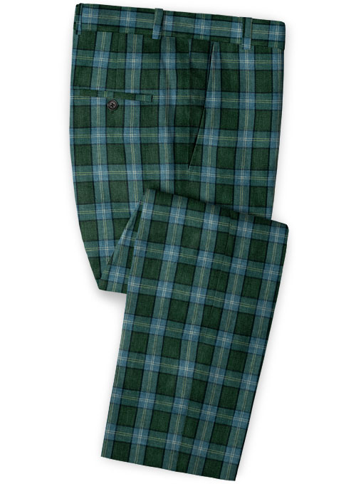 Dark Green Grid Men Suits 3