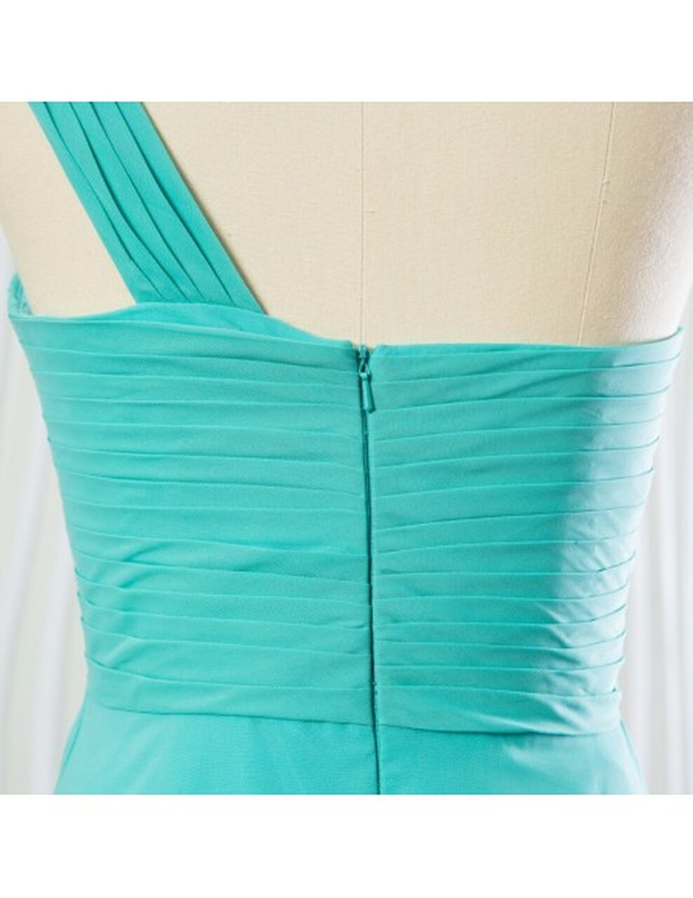 A-line One Shoulder Sleeveless Knee-length 100D Chiffon Bridesmaid Attire 5