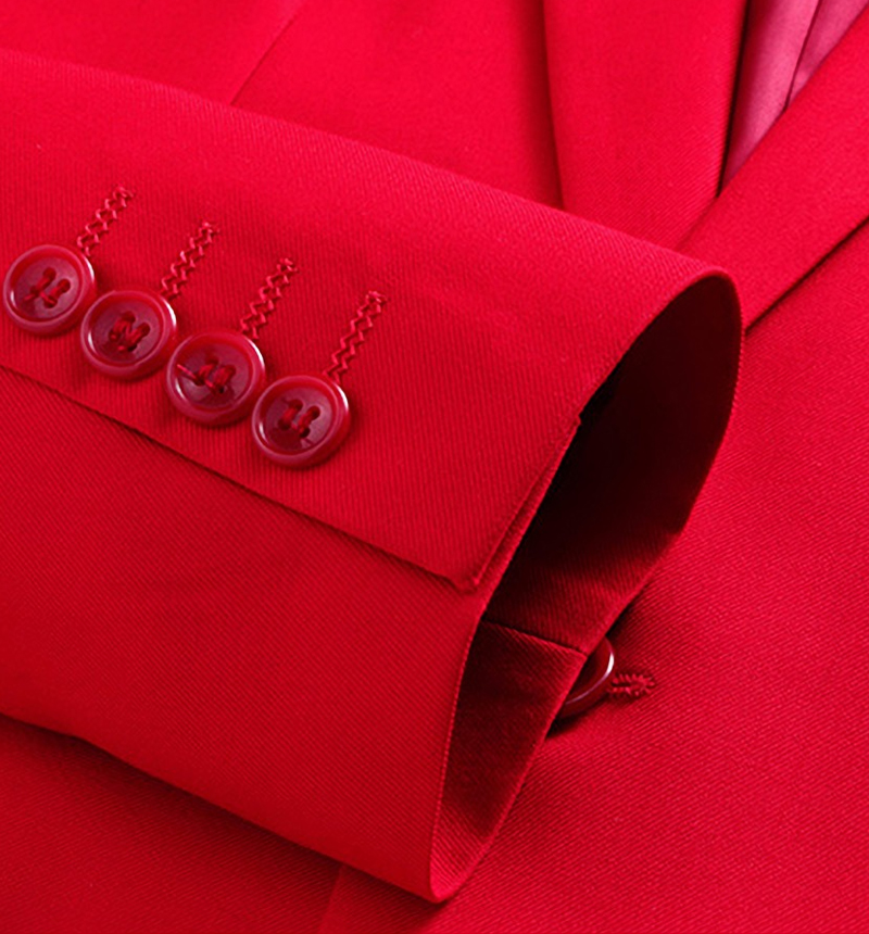 Red Single Breasted Prom Suit with Peak Lapel 5