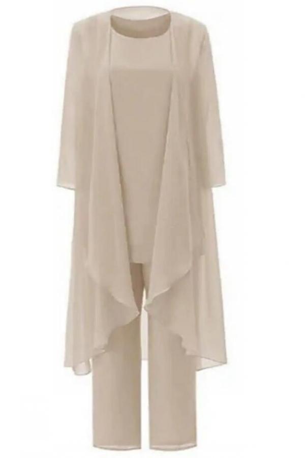 Plus Size Floor Length Pantsuit Mother of the Bride Dress with  Bateau Neck 5