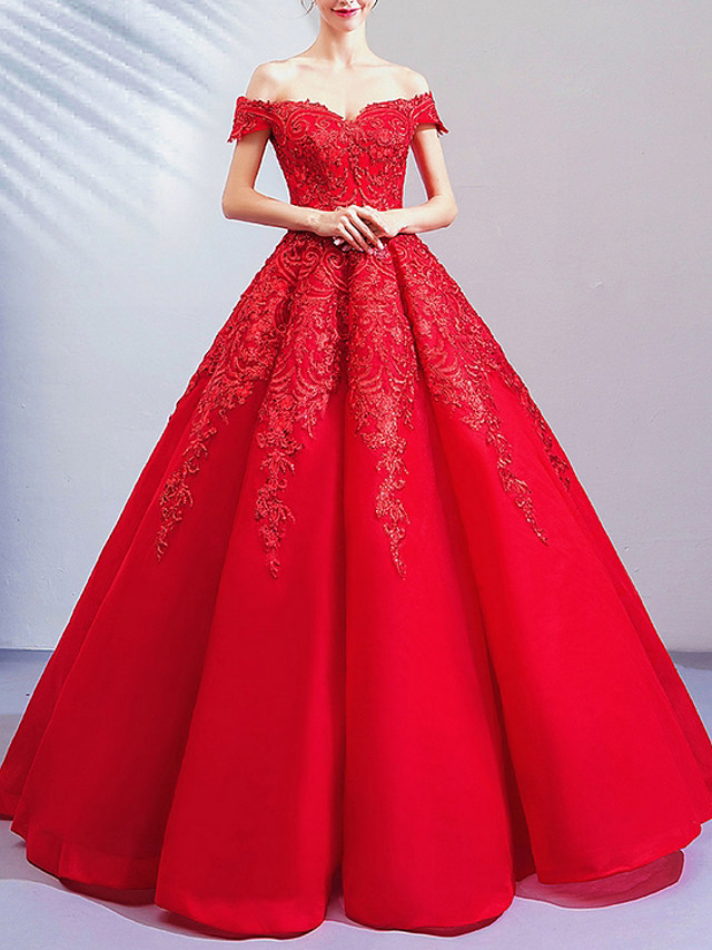 Ball Gown Cap Sleeves Floor-length Tulle Wedding Dress With Lace 2