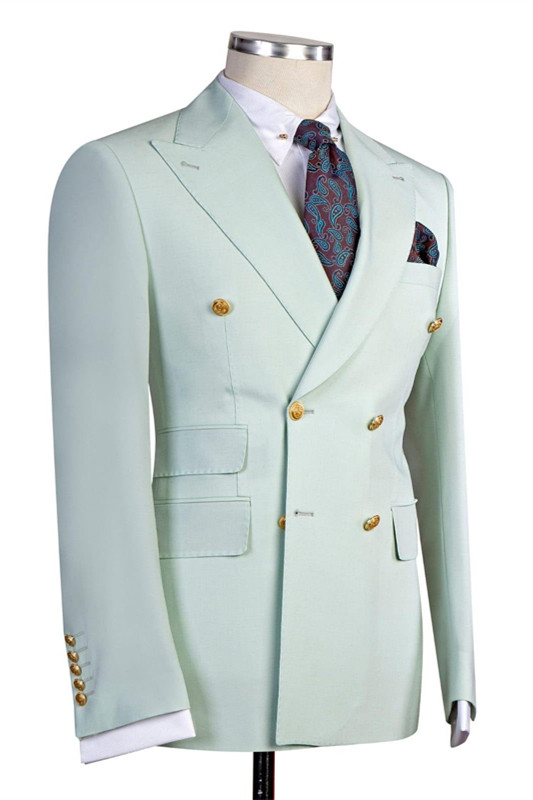 Peacock Double Breasted Bespoke Prom Men Suit with Peaked Lapel 2