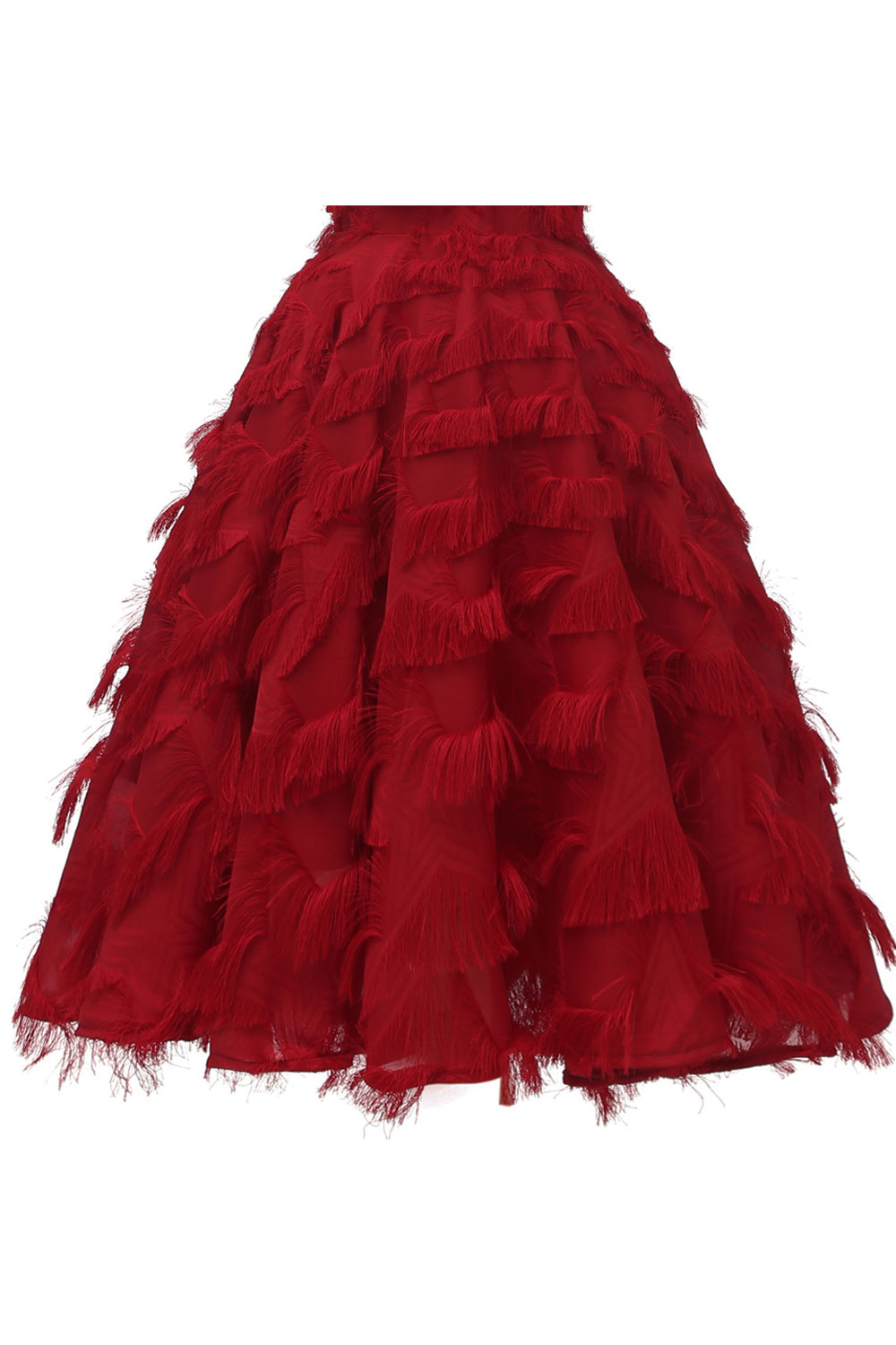 A-line Off-the-shoulder Cap Sleeves Knee-length Cocktail Party Dress With Feathers 15