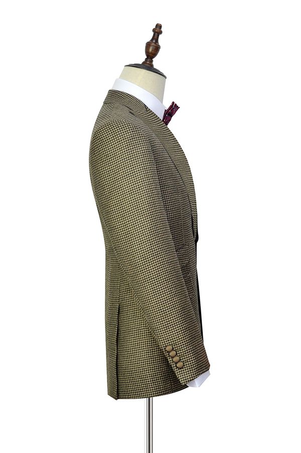 Taupe Single Breasted Mens Suits for Formal with Peak Lapel 5