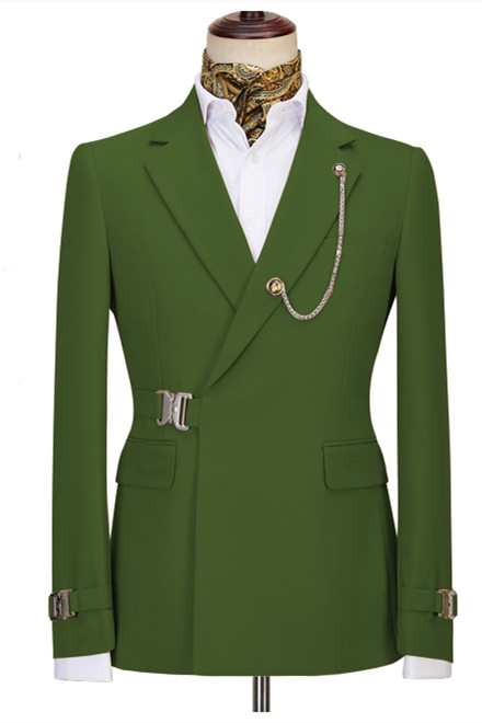 Olive Green Notched Lapel Men Suit 2