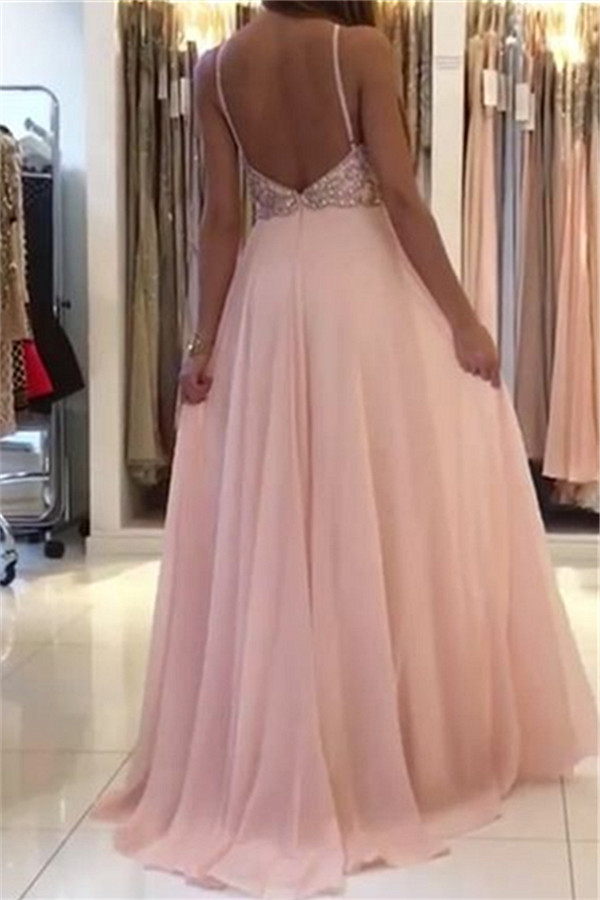 A-line Sleeveless Sweep / Brush Train 100D Chiffon Formal Wear With Beading 2