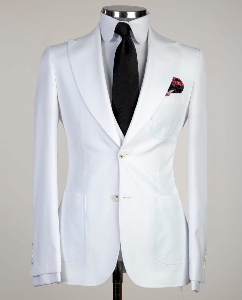White Peaked Lapel Business Men Suit 5